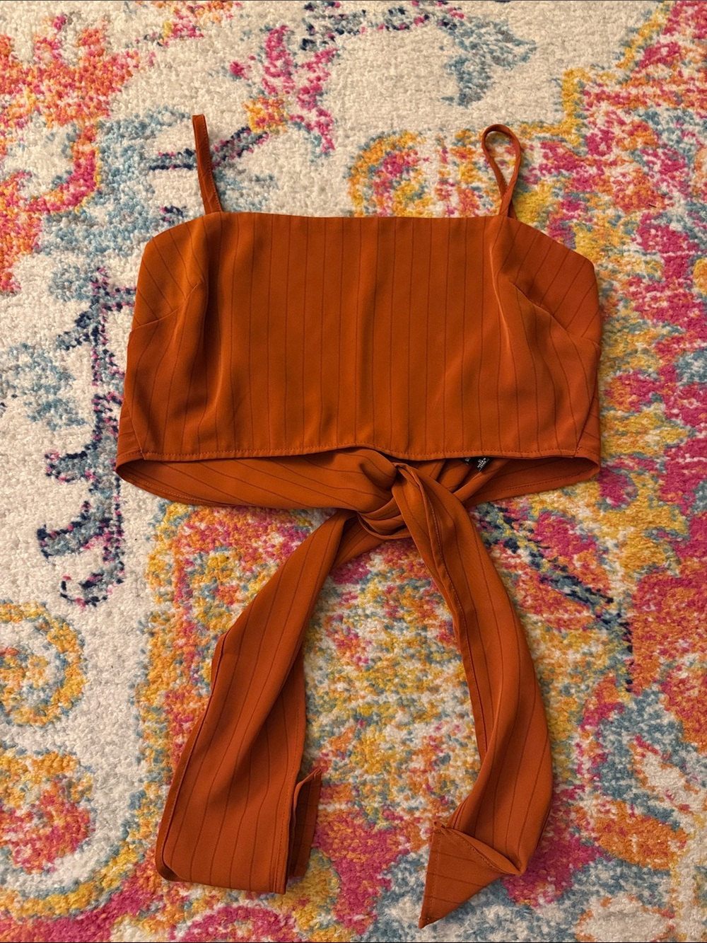 Windsor Rust Orange Tie-Back Crop Top